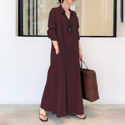 👗 OFFRE SPÉCIALE : 57% DE RÉDUCTION ! 🌸 Robe à Manches Longues Simple et Colorée – Coupe Droite Confortable & Polyvalente ✨