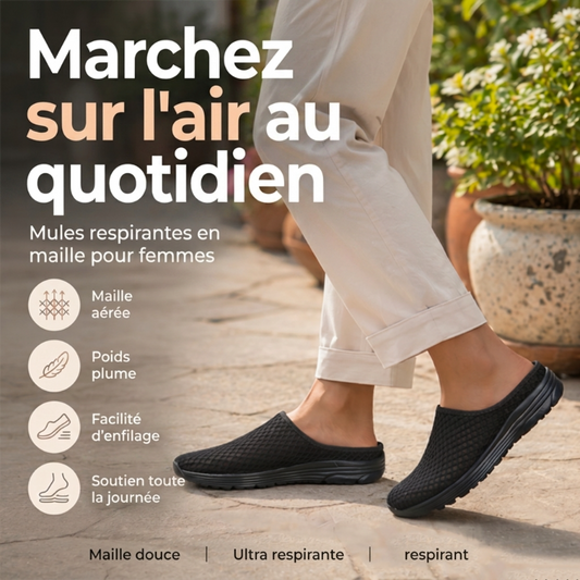 Mules en maille confortables et respirantes