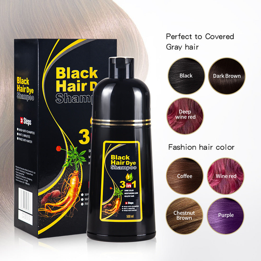 Shampooing colorant 3 en 1 pour cheveux noirs