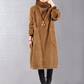 Robe longue ample en velours côtelé à col haut pour femme