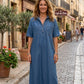 🔥 Dernier jour ! 50 % de réduction sur la robe-chemise midi en jean pour femme avec poches 👖 Une robe d'été décontractée, idéale pour le quotidien – confortable et flatteuse