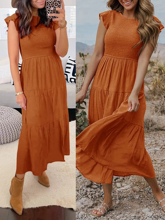 Robe Midi Évasée Décontractée d'Été pour Femme