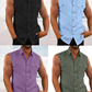 👔 Chemise Sans Manches Homme Col Chemise à Deux Poches Poitrine – Haut Décontracté à Boutons Naturels Coupe Ample