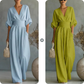 🌍 En vente sur tout le web ! Combinaison ample à taille haute et encolure en V pour femme