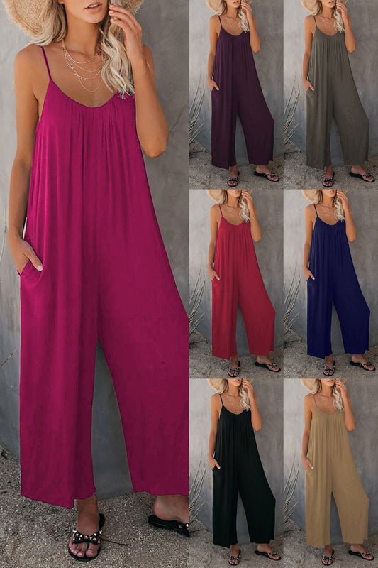 Soldes ! 🌸 Combinaison ample sans manches à jambes larges avec poches - Extensible et fluide