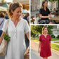 🍂OFFRE LIMITÉE 50% DE RÉDUCTION🌸Robe Tunique Indispensable à Col V avec Poches – Mélange de Coton Doux, Facile d’Entretien, Poches des Deux Côtés – Un Basique de Garde-Robe pour Printemps, Été et Superposition en Automne 🧥🧣