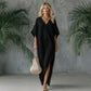 Robe longue décontractée à col en V pour femme