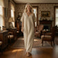 Robe longue décontractée à col en V pour femme