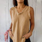 Gilet col V unique en tissus coton et lin