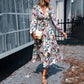 Robe Boho Décontractée Imprimée à Col en V pour Femme