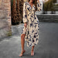 Robe Boho Décontractée Imprimée à Col en V pour Femme