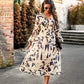 Robe Boho Décontractée Imprimée à Col en V pour Femme