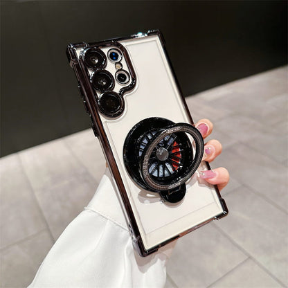 Case de téléphone transparent gyroscope avec support magnétique pour Samsung S22 / S23 / S24