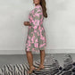 Robe Décontractée Élégante à Col en V avec Taille Élastique pour Femmes