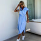 Robe pour femmes avec lien à la taille et pochette à rayures