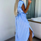Robe pour femmes avec lien à la taille et pochette à rayures