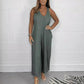 Combinaison Pantalon Long à Jambes Larges Sans Manches à Col en V