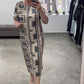 Robe imprimée décontractée à col rond et manches courtes pour femme