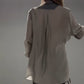Ensemble Deux-Pièces à La Mode en Patchwork avec Chemise Irrégulière et Pantalon à Lacets