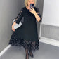 【💥 50% de réduction💥】👗Robe évasée grande taille avec décoration à pois👗