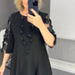 【💥 50% de réduction💥】👗Robe évasée grande taille avec décoration à pois👗