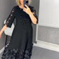 【💥 50% de réduction💥】👗Robe évasée grande taille avec décoration à pois👗