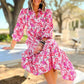 Robe midi bohème à manches longues et col en V pour femmes