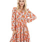Robe midi bohème à manches longues et col en V pour femmes