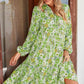 Robe midi bohème à manches longues et col en V pour femmes