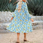 Robe midi bohème à manches longues et col en V pour femmes