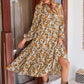 Robe midi bohème à manches longues et col en V pour femmes
