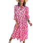 Robe midi bohème à manches longues et col en V pour femmes