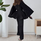 【Vente du vendredi noir 】Costume deux pièces en tissu plissé