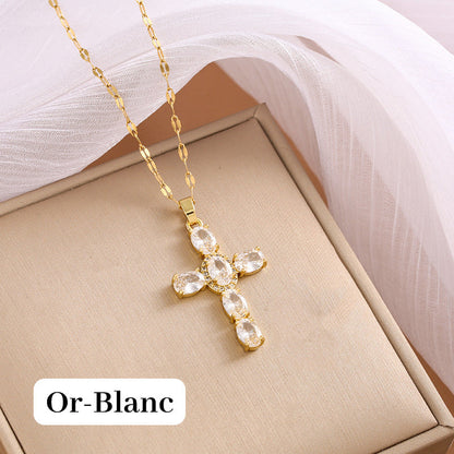 ✨️Collier Femme Croix Zircon Étincelant💎