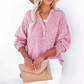 👔 PROMO LIMITÉE 56% DE RÉDUCTION ! ✨ Chemisier Femme Oversize – Gaze Léger, Col V & Manches Longues 🍃