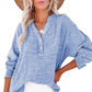 👔 PROMO LIMITÉE 56% DE RÉDUCTION ! ✨ Chemisier Femme Oversize – Gaze Léger, Col V & Manches Longues 🍃