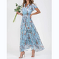 👗Robe longue à manches courtes et motif floral
