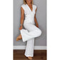 🔥Ensemble élégant pour femme : haut col en V et pantalon✈️