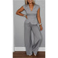 🔥Ensemble élégant pour femme : haut col en V et pantalon✈️