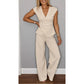 🔥Ensemble élégant pour femme : haut col en V et pantalon✈️