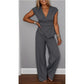 🔥Ensemble élégant pour femme : haut col en V et pantalon✈️