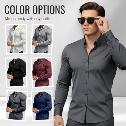 💎 DERNIER JOUR -60% ! 💎 Chemise Homme à Manches Longues & Col Revers – Coton Mercerisé, Coupe Structurée, 6 Couleurs (S–3XL) 👔🌿