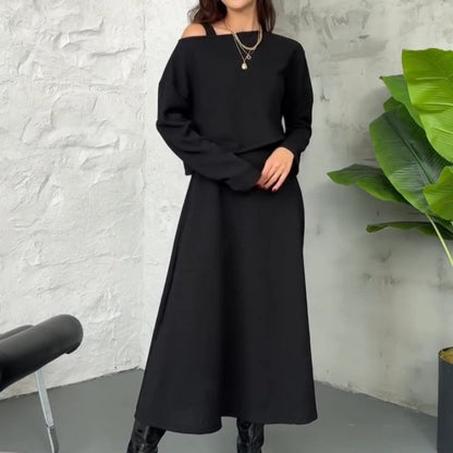 Ensemble deux pièces en maille pour femme : robe midi débardeur et crop top