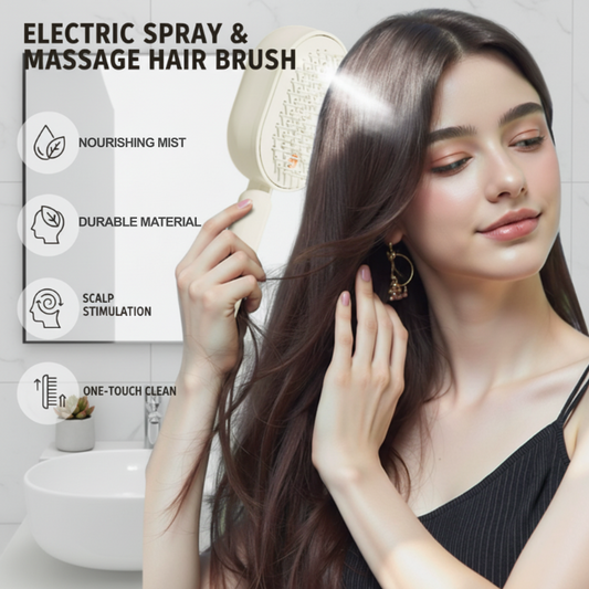 💆‍♀️ 52% DE RÉDUCTION ! 🎉 Brosse Électrique Cheveux – Spray Hydratant, Massage & Lissant Instantané ✨📦