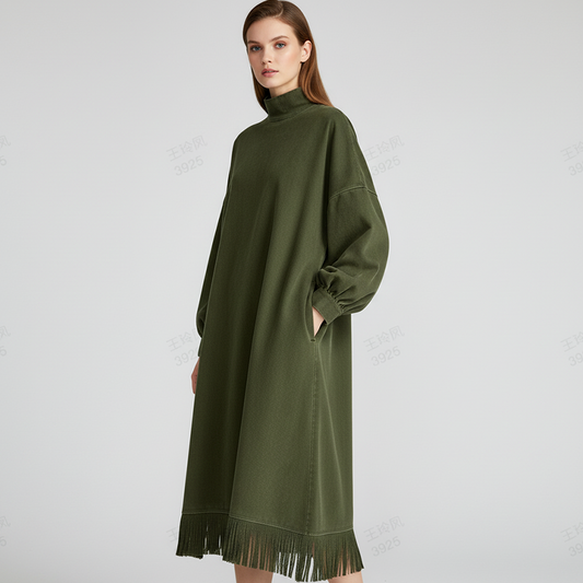 Robe décontractée unie en faux daim pour femme