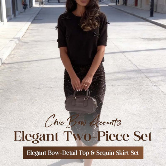 Ensemble élégant composé d'un haut avec nœud et d'une jupe à paillettes