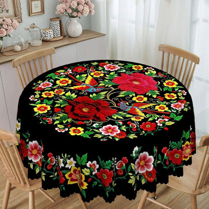 ⏳Spécial à durée limitée⏰Nappe mexicaine à fleurs avec bord festonné🏵️