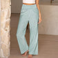 Pantalon large à taille haute en vichy pour femme