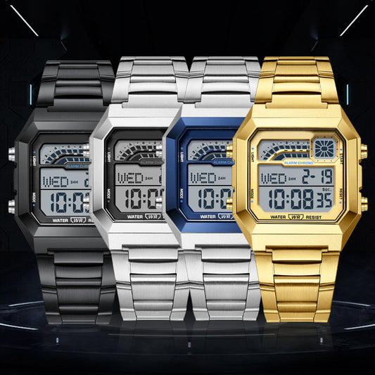 ⌚Montre numérique unisexe avec écran carré – affichage lumineux, étanche jusqu'à 50 mètres et bracelet léger et résistant