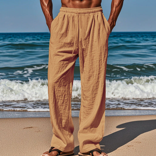 📢📢61 % DE RÉDUCTION !! ⏰Pantalon ample tendance en lin pour homme avec poches